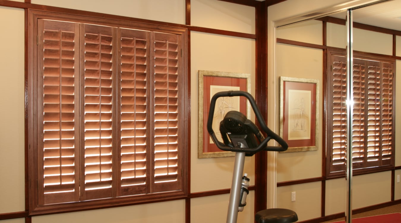 Timberland shutters in a home gym
